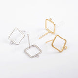 5pairs/lot ,Gold/Silver Plated 10mm Hollowing Square Post Charm PJ170