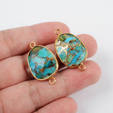 Gold Plated Copper Natural Turquoise Connector Double Bails G1481