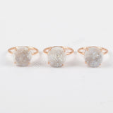 Rose Gold Plated Claw Natural Titanium Druzy Ring, 12mm Round Drusy Geode Jewelry ZG0131