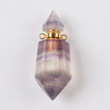 Multi Gemstone Fluorite Quartz Perfume Bottle Gold Plated Necklace, Healing Crystal Stone Bottle Necklace G1942-N