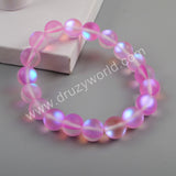 Gold Plated 10mm Rainbow Glass Beads Bracelet G1804