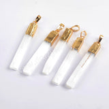 Gold Plated Natural White Selenite Stone Bar Pendant Charm For DIY Jewelry Making G1703