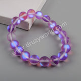 Gold Plated 10mm Rainbow Glass Beads Bracelet G1804