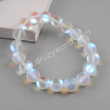 Gold Plated 10mm Rainbow Glass Beads Bracelet G1804