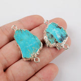 Wholesale Silver Plated Freeform 100% Natural Turquoise Slice Connector S1624