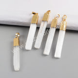 Gold Plated Natural White Selenite Stone Bar Pendant Charm For DIY Jewelry Making G1703