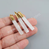 Gold Plated Natural White Selenite Stone Bar Pendant Charm For DIY Jewelry Making G1703