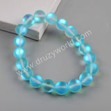 Gold Plated 10mm Rainbow Glass Beads Bracelet G1804