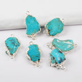 Wholesale Silver Plated Freeform 100% Natural Turquoise Slice Connector S1624