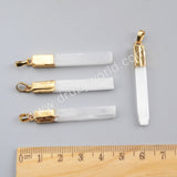 Gold Plated Natural White Selenite Stone Bar Pendant Charm For DIY Jewelry Making G1703