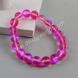 Gold Plated 10mm Rainbow Glass Beads Bracelet G1804