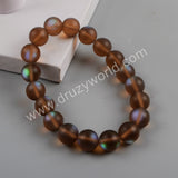 Gold Plated 10mm Rainbow Glass Beads Bracelet G1804