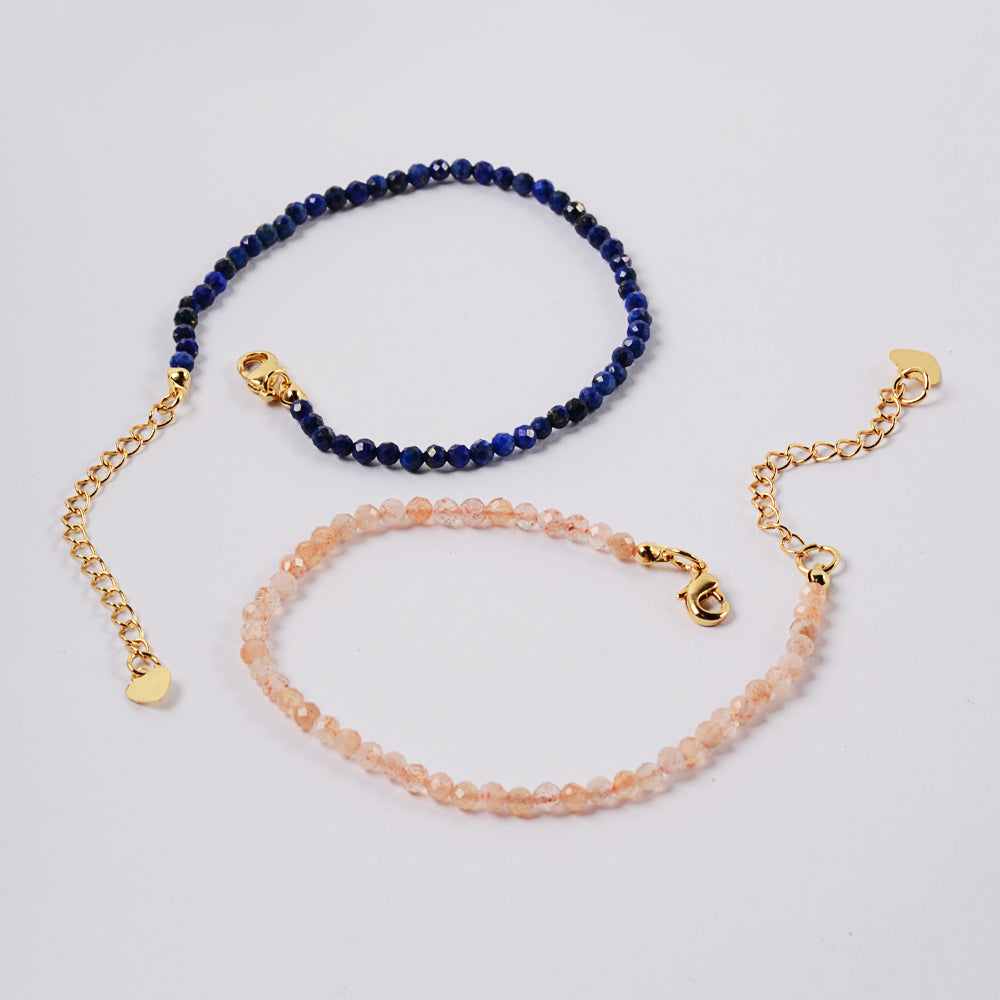 skinny gemestone beads bracelet, 3mm crystal bracelet, healing stone bracelet, handmade jewelry, HD0315 
