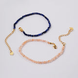 Gold Plated 3mm Genuine Stone Faceted Beaded Bracelet HD0315