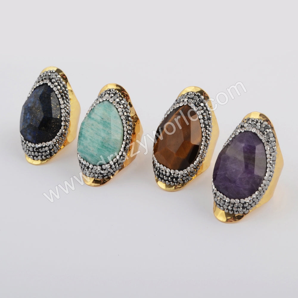 wholesale natural stones band ring with jewelry making 