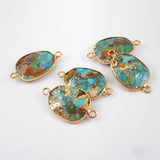 Gold Plated Copper Natural Turquoise Connector Double Bails G1481