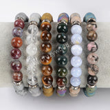 8mm Titanium Druzy & Gemstones Beads Bracelet G1476