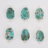 Gold Plated Copper Turquoise Connector Double Bails Turquoise Jewelry Gemstone Charms G1323