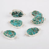 Gold Plated Copper Turquoise Connector Double Bails Turquoise Jewelry Gemstone Charms G1323