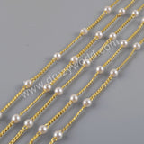 Natural Pearl Rosary Chains In Gold Plated Jewelry Necklace JT270
