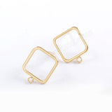 5pairs/lot ,Gold/Silver Plated 10mm Hollowing Square Post Charm PJ170