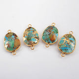 Gold Plated Copper Natural Turquoise Connector Double Bails G1481