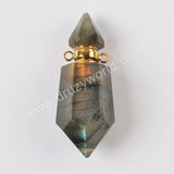 Fluorite Quartz Perfume Bottle Connector Gold Plated Jewelry G1942