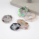 Silver Plated AB Color Agate Druzy Slice Connector, Angel Color Druzy Geode Jewelry Charms S1453