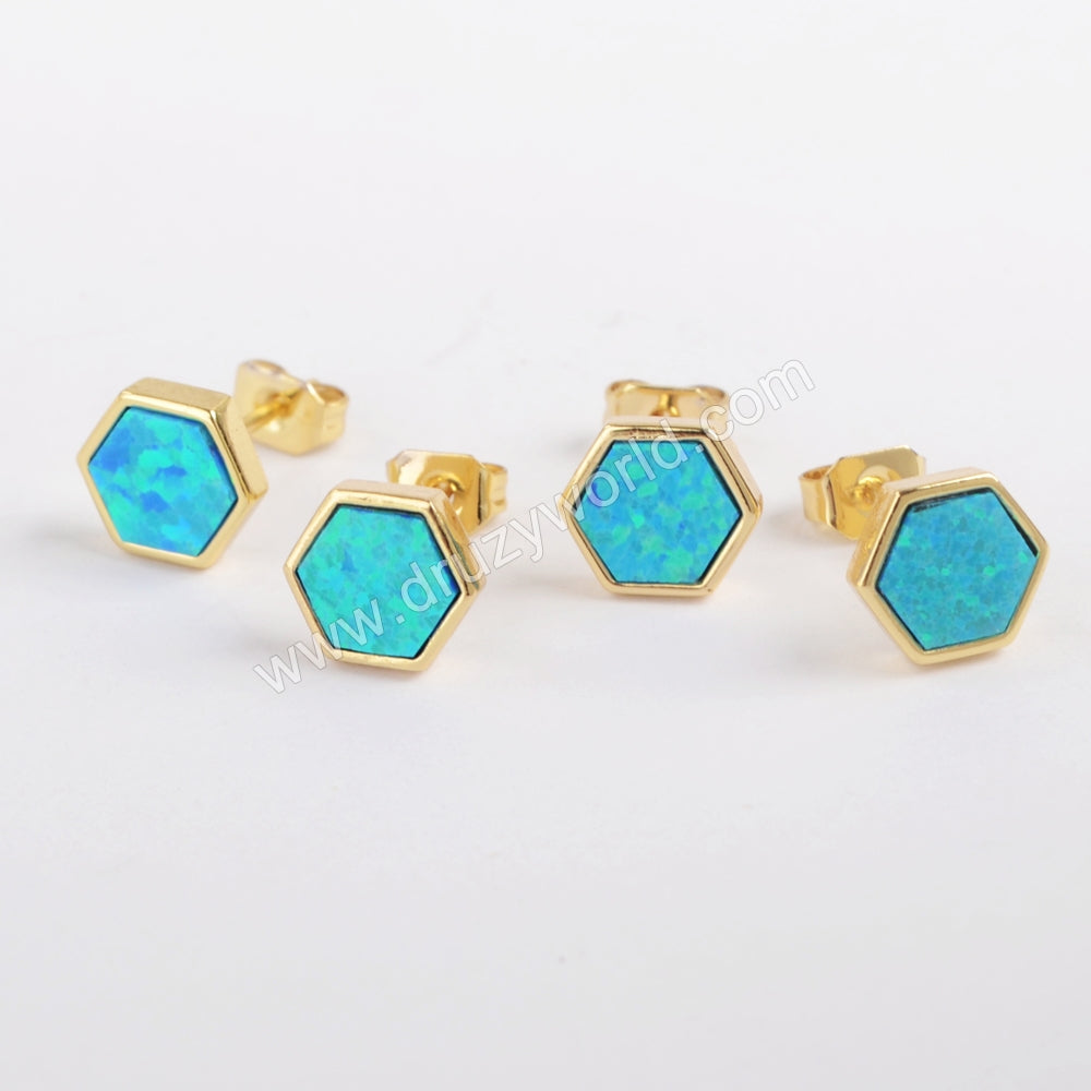 hexagon earrings gold