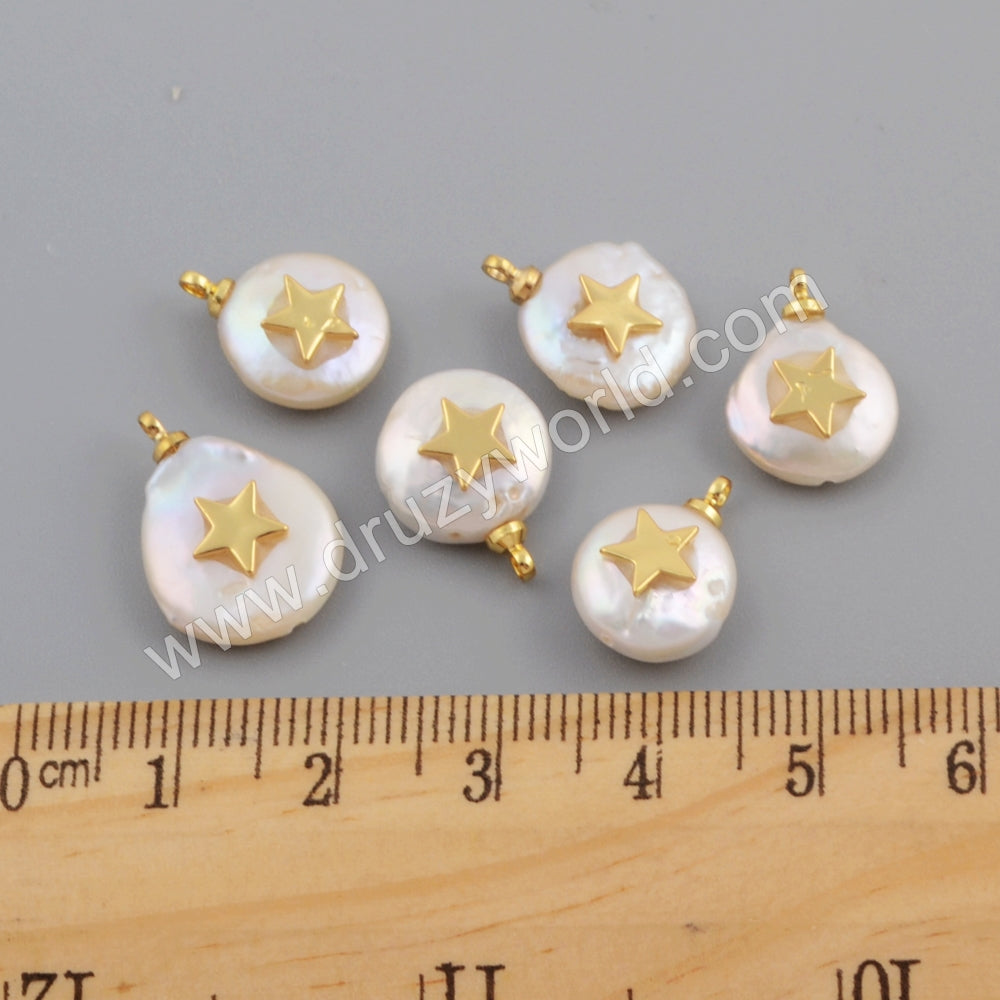 Gold Plated Star White Shell Pendant WX1112