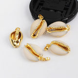 Gold Plated Natural Cowrie Shell Pendant Bead, Sea Shell Pendant, For Jewelry Making  G1295