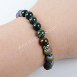 8mm Titanium Druzy & Gemstones Beads Bracelet G1476