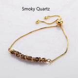 Gold Plated Wire Wrap Gemstone Crystal Faceted Beads Adjustable Bracelet Handmade Jewelry WX2082