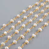 Natural Pearl Rosary Chains In Gold Plated Jewelry JT271