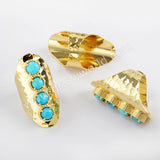 Gold Plated Round Four Natural Turquoise Band Ring ZG0337