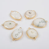 Irregular Natural White Solar Quartz Faceted Connector Gold Plated, For DIY Jewelry Making G1437