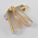 Gold Plated Rectangle Natural Agate Druzy Bar Pendant G1999