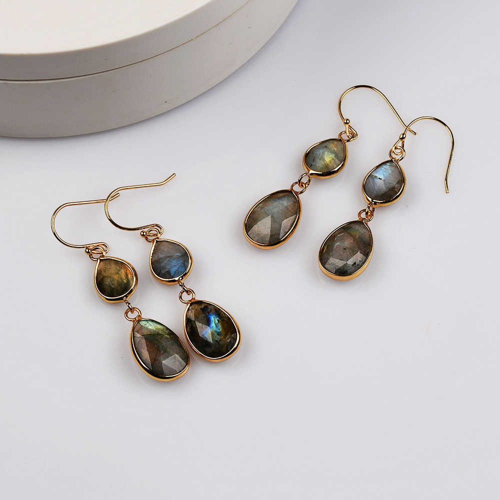 labradorite earrings, dangle earrings, teardrop shape earrings, gold plated, gemstone earrings, healing crystal stone earrings, labradorite jewelry, gift for women