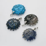 Silver Round Gemstone Pendant, Sun Face Pendant WX2211