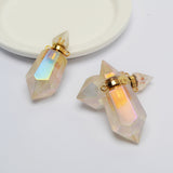 Fluorite Quartz Perfume Bottle Connector Gold Plated Jewelry G1942