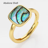 Gold Square Gemstone Ring, Adjustable Ring, Fashion Jewelry WX2208