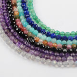 16" of 3mm Amethyst Amazon Lapis Natural Stone Faceted Bead Necklace Finding JT265