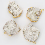 Gold Plated Angel Aura Cluster Crystal Point Charm, AB White Quartz Jewelry Charm Pendant G2093