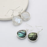 Silver Teardrop Labradorite Earrings, Moonstone Earrings, Gemstone Jewelry S2096