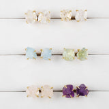 Gold Plated Claw Natural Gemstone & Crystal Studs Raw Quartz Studs Earrings Healing Jewelry ZG0446