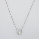 15" S925 Sterling Silver Round Moonstone Necklace, Faceted Crystal Necklace Jewelry SS252NG