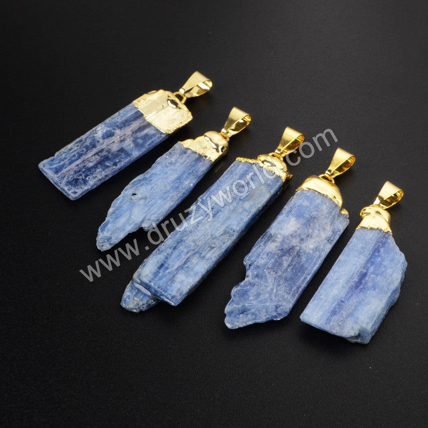 Gold Plated Rough Natural Kynite Pendant