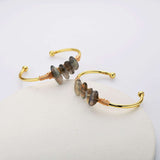 Gold Wire Wrap Labradorite Bangle Bracelet Oval Shape Stone Labradorite Crystal Bracelet Jewelry  WX2078