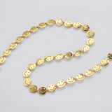 16 Feet Round Gold Plated Brass Smiling Face Chain Findings, Gold Coin Smile Face Chain, For Necklace Bracelet Jewelry Making, Wholesale Supply PJ514