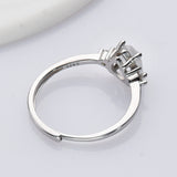 S925 Sterling Silver Drop Natural Moonstone Ring Zircon Pave Ring, Adjustable Ring, Dainty Crystal Jewelry Ring SS233RG